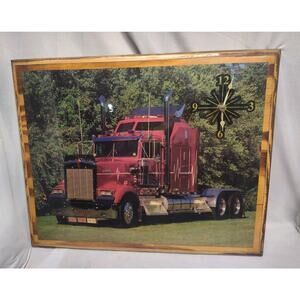 Vintage Wooden Lacquer Maroon Kenworth Truck Transportation Wall Clock